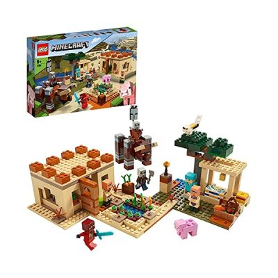 LEGO Minecraft L'attaque des illageois, Ensemble de construction avec Ravager et Kai, Jouets d'aventure pour enfants, 105 pièces, 21160