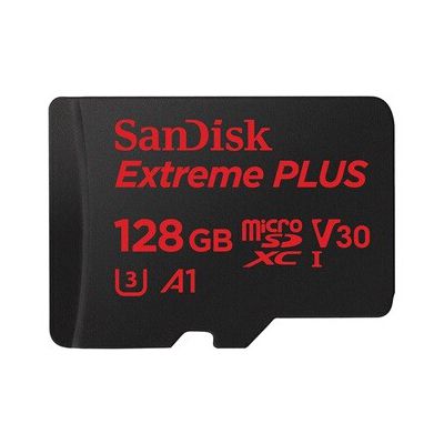 image Carte Mémoire MicroSDXC SanDisk Extreme PLUS 128 Go + Adaptateur SD jusqu'à 100 Mo/s, Classe 10, U3, V30, A1