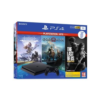 image Consoles PS4 Sony PACK PS4 SLIM 1TO BLACK + GOD OF WAR + THE LAST OF US REMASTERED + HORIZON ZERO DAWN COMPLETE EDITION