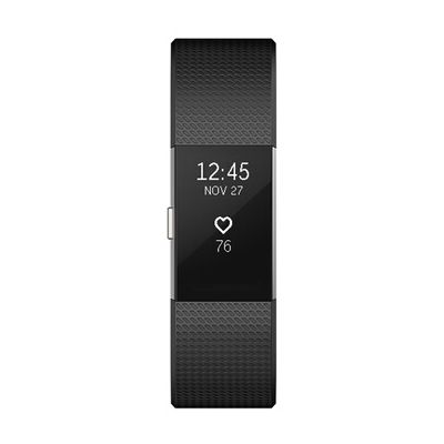 image Fitbit Charge 2 Standard Bracelet d'activité et de suivi de la fréquence cardiaque, Mixte Adulte, Noir, Taille L