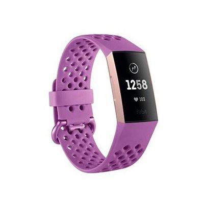 image Fitbit - Charge 3 - Bracelet d’activité Forme et Sport : Jusqu’à 7 Jours d’autonomie et Étanche - Aluminium Or Rose / Violet