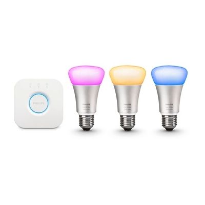 image Ampoules connectées Philips HUE Kit de démarrage - 3 ampoules Hue White and Color E27 + pont de connexion Hue - V2