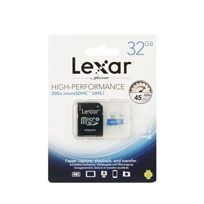 image LEXAR - 300x Micro SDHC™ UHS-1 Carte Micro SD Haute-Performance 32GB Class 10 – Blanc/Bleu