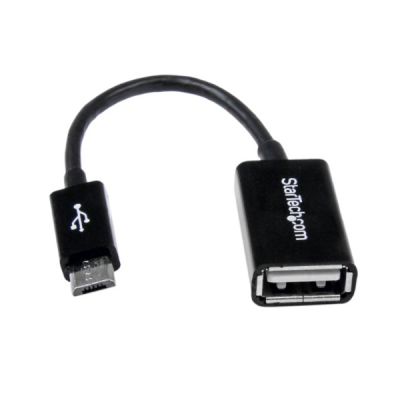 image Câble adaptateur Micro USB à USB Host OTG de 12 cm - Adaptateur Micro USB vers USB host OTG de 12 cm - M/F - Noir - UUSBOTG