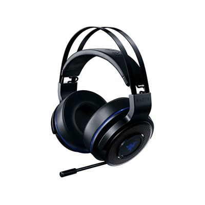 image Razer Thresher 7.1 pour PlayStation - Casque de jeu sans fil pour PlayStation et PC (casque sans fil, son surround Dolby 7.1, 16 heures d'autonomie, microphone rétractable) noir-bleu