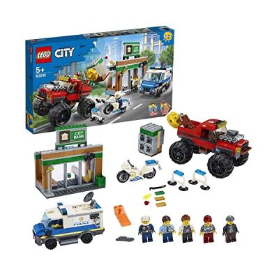 image LEGO City, Police Le cambriolage de la banque, Set de construction avec une camionette, une moto, une banque et une brique magnétique, 235 pièces, 60245