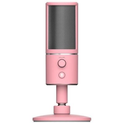 image Razer Seiren X Quartz - Microphone à Condensateur USB Compact (Rose) avec Amortisseur Intégré et Motif d'Enregistrement Supercardioïde pour Diffuseur et Streamer
