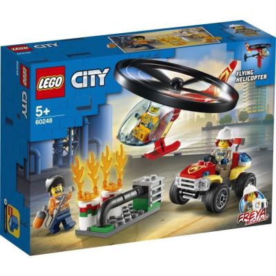 image LEGO City, L'intervention de l'hélicoptère des pompiers, Set de construction, Aventure de pompier avec quad tout-terrain, 205 pièces, 60248
