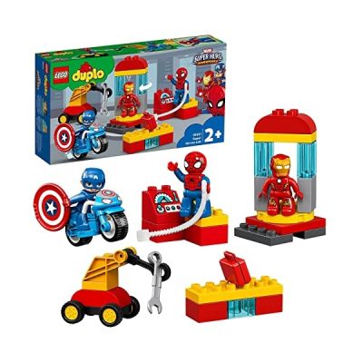 image LEGO DUPLO Le labo des super-héros pour les tout-petits avec Spiderman, Ironman et Captain America, Ensemble pour tout-petits de 2 ans et plus, 183 pièces, 10921