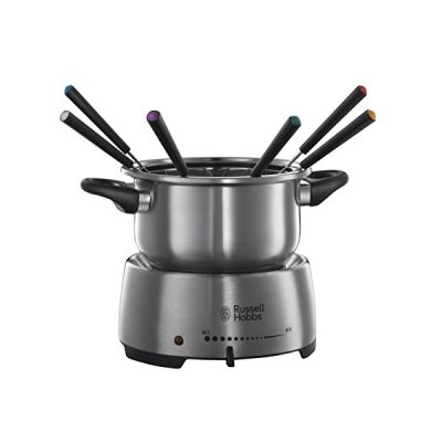 image Russell Hobbs Appareil à fondue électrique [Température constante] Fiesta (Fondue au fromage, au chocolat/ à l'huile/bouillon, 6 Personnes, Caquelon en inox 2L lavable lave-vaisselle, 1200W) 22560-56