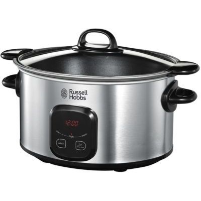 image Russell Hobbs Mijoteur Electrique [Familial] Maxicook (6 L, Cuve 2 en 1 en ceramique amovible: cuisson sur plaque ou brûleur à gaz, Commande digitale, 3 réglages de cuisson, Base en inox) 22750-56