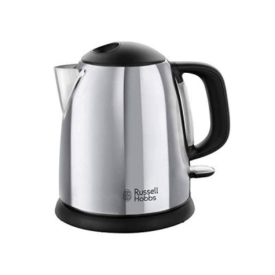 Russell Hobbs Bouilloire Electrique [Compacte] Victory (1 L, 2400W, Design Acier Brillant, Ebullition Rapide, Niveau d'eau Visible, Marqueurs 1/2/3 tasses, Filtre Anticalcaire amovible) 24990-70