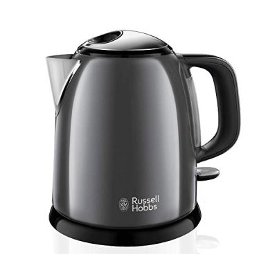 image Russell Hobbs Bouilloire Electrique [Ultra Compacte] Colours Plus Gris (1L, Ebullition Rapide, Ecoulement parfait, Niveau d'Eau Visible, Filtre Anticalcaire, Economie d'Energie) 24993-70