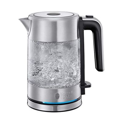 image Russell Hobbs Bouilloire Electrique en verre [Compacte & Design] Compact Home (0,8L, 2200 W, Ecoulement parfait, Eclairage LED, Filtre anticalcaire, Ouverture auto., Ergonomique, Base 360°) 24191-70