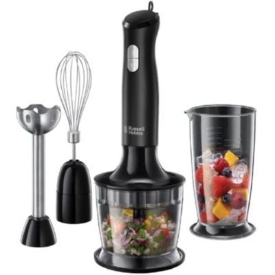 image Mixeur Plongeant 3-en-1 - RUSSELL HOBBS - Matte Black 24702-56 - 500 W - Bol 700 ml - Hachoir 500ml - 2 vitesses