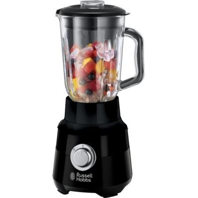 image Russell Hobbs Mixeur [Fonction Pulse] Noir mat (Bol en verre 1,5 L, 650W, 2 Vitesses, Lame en acier inoxydable amovible, Blender sans BPA pour smoothie et coktails, Pieds anti-dérapants) 24722-56