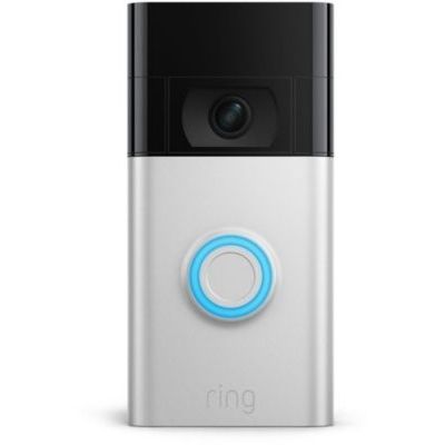 image Ring sonnette vidéo sans fil (Video Doorbell), Nickel Satiné + Echo Pop Anthracite - Pack de démarrage pour maison intelligente