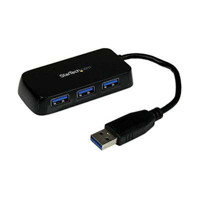 image Hub USB 3.0 à 4 ports avec câble intégré - Noir - Mini Hub USB portable - Concentrareur USB3 - ST4300MINU3B