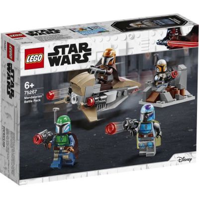 image LEGO Star Wars, Coffret de bataille Mandalorien 4 avec 4 figurines, un speeder bike et un fort miniature, 120 pièces, 75267