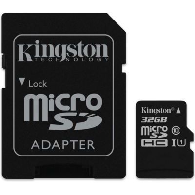 image Kingston SDCS/32GB MicroSD Canvas Select UHS-I Classe 10 avec vitesse de lecture allant jusqu’à 80Mo/s (  avec adaptateur SD ) - Donnez vie à vos vidéos HD