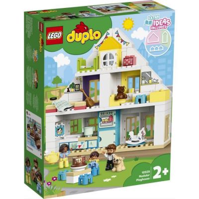 image LEGO DUPLO Town Ensemble Maison modulable 3in1, Maison de poupées pour filles et garçons de 2 ans et plus avec personnages et animaux pour tout-petits, 117 pièces, 10929