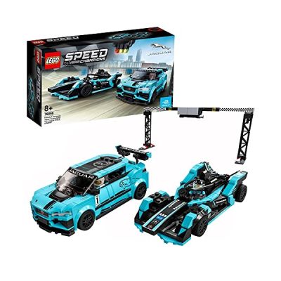 image LEGO Speed ​​Champions Formule E Panasonic Jaguar voiture de course GEN2 & Jaguar I-PACE eTROPHY, Set de voiture de course, 239 pièces, 76898