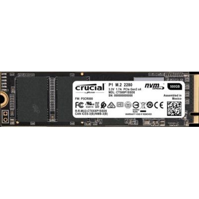 image Crucial P1 500Go  SSD (1900 Mo/s , 3D NAND, NVMe, PCIe, M.2) - CT500P1SSD8