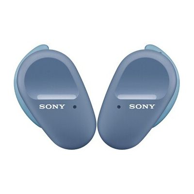 image Sony WF-SP800N Ecouteurs sans fil bluetooth à réduction de bruit numérique, avec arcs de stabilisation pour le sport, resistant à l'eau et à la poussière, micro intégré pour appels, Bleu