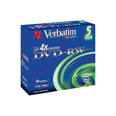 image DVD vierge Verbatim DVD-RW 4.7GB 5PK P5 Jewel case x4