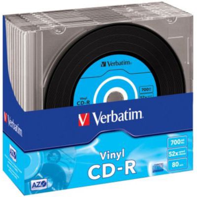image CD vierge Verbatim CD-R Data Vinyl 700MB 10PK Slim 52x