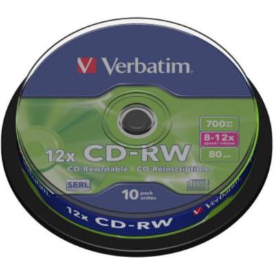image CD vierge Verbatim CD-RW 700MB 10PK Spindle 8-12x