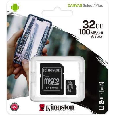 image Kingston Canvas Select Plus Carte MIcro SD SDCS2/32GB Class 10 + Adaptateur inclus