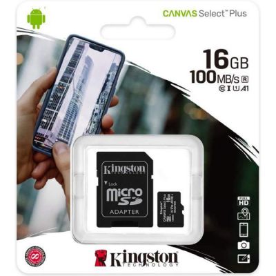 image Kingston Canvas Select Plus Carte MIcro SD SDCS2/16GB Class 10 + Adaptateur inclus