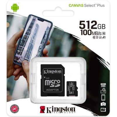 image Kingston Canvas Select Plus Carte MIcro SD SDCS2/512GB Class 10 + Adaptateur inclus