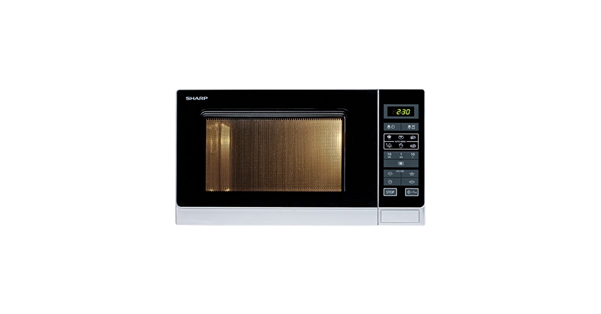 Sharp Forno A Microonde R-342 – 25 Litri, 900W, 8 Programmi Automatici, Sensore One Touch, Sicurezza Bambini, Colori Bianco/Argento