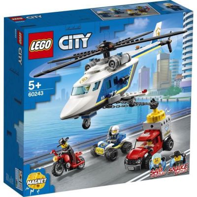 image LEGO City, Jouet d’arrestation en hélicoptère avec un quad tout-terrain, une moto et un camion, Set de construction pour enfants de 5 ans et plus, 212 pièces, 60243