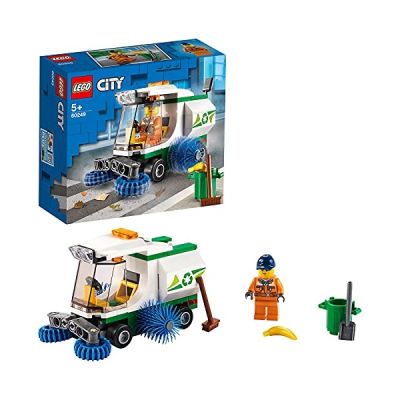 image LEGO City Super véhicules, La balayeuse de voirie, Camion benne à ordures avec chauffeur, Set de voiture pour enfants de 5 ans et plus, 105 pièces, 60249