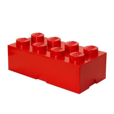 image Brique de rangement LEGO 8 plots, Boîte de rangement empilable, 12 l, rouge