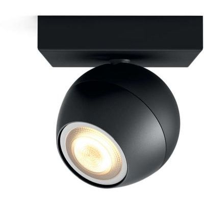 image Philips Lighting 5047130P8 Buckram Hue Spot, Métal, GU10, 5.5 W, Noir, 10.3x10.2x10.2 cm