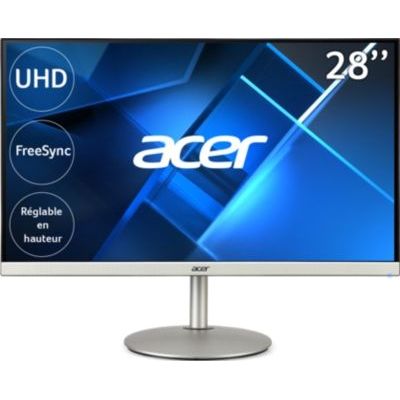 image Ecran Acer 28'' CB282Ksmiipr Silver 3840x 2160 @60Hz UHD 16:9 IPS Mat 4ms 300 nits - 2X HDMI DP-HP:2x2W- ZeroFrame - Garantie 3 Ans