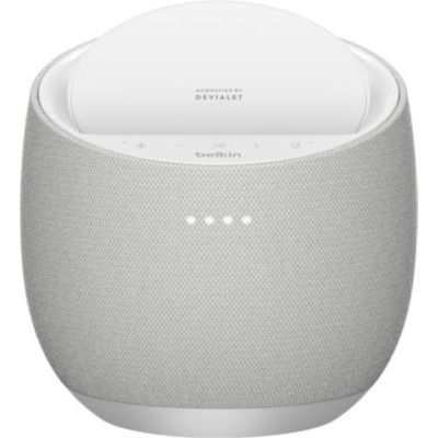 image Belkin Enceinte Hi-Fi connectée + Chargeur à induction intégré SoundForm Elite (Google Assistant, Bluetooth, Devialet, blanc)