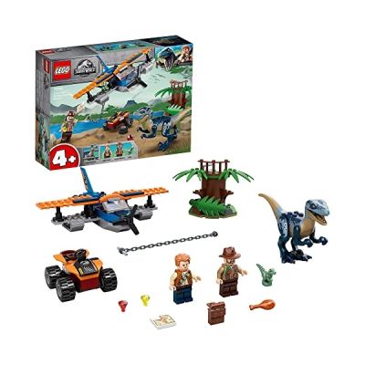 LEGO- Vélociraptor : la Mission de Sauvetage en Avion Jurassic World Jeux de Construction, 75942, Multicolore