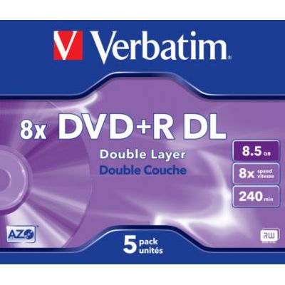 image DVD vierge Verbatim DVD+R Double 8.5GO 5PK Double layer 8x