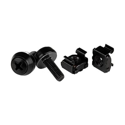 image STARTECH Écrou cage M5 - Vis M5 - Pack de 50 - Écrous cage et vis M5x12 de montage pour rack et armoire serveur - Noir