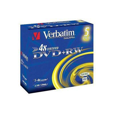 image DVD vierge Verbatim DVD+RW 4.7GB 5PK P5 Jewel case 4x