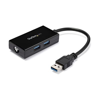 image StarTech - Adaptateur réseau USB 3.0 vers RJ45 Gigabit Ethernet - Convertisseur USB vers RJ45 avec hub USB 3.0 à 2 ports - M/F - Noir