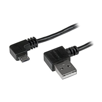 StarTech Câble USB A vers Micro B avec connecteurs coudés à angle droit - Cordon Micro USB - M/M - 2 m - Noir