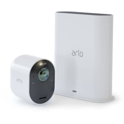 image Arlo Ultra 4K HDR | Caméra de Surveillance WiFi sans Fils, étanche IP65.Grand Angle 180° Spot intégré, Pack de 1 caméra & Accessoires Arlo Ultra et Pro 3 - Panneau Solaire Waterproof