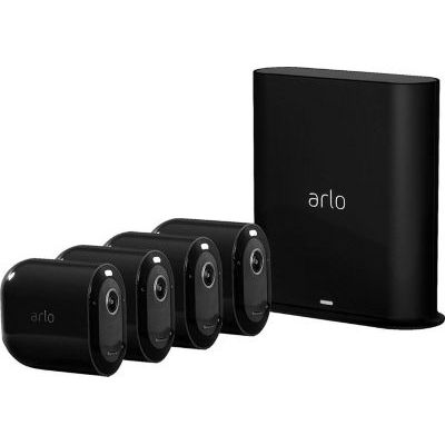 image Arlo Pro 3 | Black Edition - Pack de 4 caméras de Surveillance 2K HDR, Batterie Rechargeable, Alarme Grand Angle 160°, Audio Bi-directionnel avec Sonnette vidéo connectée Arlo Doorbell