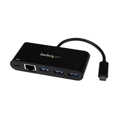 image STARTECH Adaptateur USB-C vers Gigabit Ethernet avec hub USB 3.0 à 3 ports et USB Power Delivery - USB C vers GbE et 3x USB-A